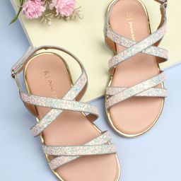 Pine Kids Party Wear Shimmered Sandals - Teal Green-image-23