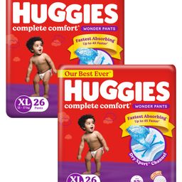 Huggies Complete Comfort Wonder Pants, India's Fastest Absorbing Diaper ,Extralarge - 26 Pieces (Pack of 2)-image-24