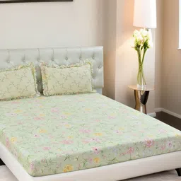 Innovative Edge Pink Floral 160 TC King Bedsheet with 2 Pillow Covers-image-72