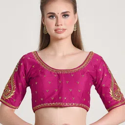 HERE&NOW Embroidered Silk Saree Blouse-picture-36