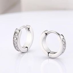 The Roadster Lifestyle Co. Unisex Stainless Steel Cubic Zirconia Studded Hoop Earrings-18