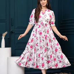 Twirl Tales Floral Print Puff Sleeve Maxi Dress-image-60