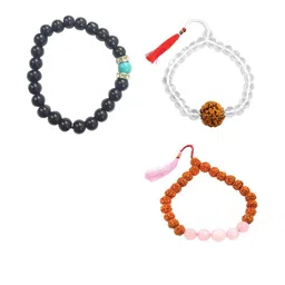 Divine souvenirs Set Of 3 Artificial Beaded Elasticated Bracelet-image-0