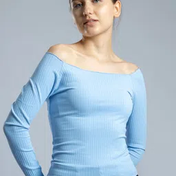 PYR8 Striped Off-Shoulder Cold-Shoulder Top-image-68