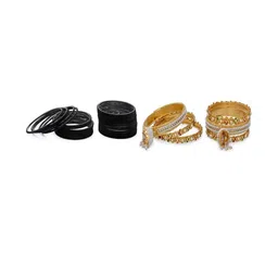 Somil Classic Combo Glass Bangles | Simple Chudi Set For Women & Girls | Daily Use & Special Occasions, Combo Of 2 Set, Black, Golden-picture-16