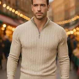 TYSORT Men Woollen Pullover with Zip Detail Detail-picture-15