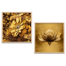 Kotart Gold-Toned 2 Pieces Wood Floral & Botanical Printed Wall Arts-picture-10