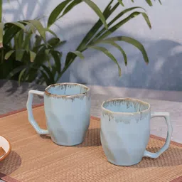 Myntra Elegant Homes Set of Two Blue & Grey Ceramic Coffee Mugs - 250 ml-39