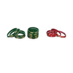 SOMIL Set Of 12 Green Alloy Artificial Stones & Beads Bangles-picture-6