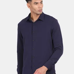 Blu MNKY Men Solid Smart Slim Fit Casual Shirt-image-2