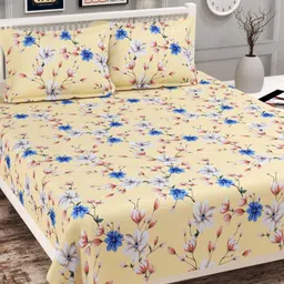 VAS COLLECTIONS Valancia Cream-Coloured Floral Microfiber 210 TC Bedsheet Set-2.54x2.28m-picture-9