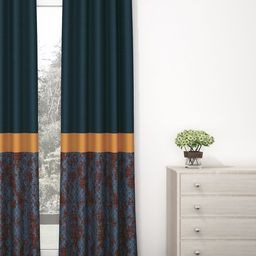 Story@home Navy Blue & Maroon Geometric Room Darkening Long Door Curtain-picture-7