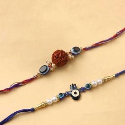 Rudraksh RAKHI276 Pearl Rakhi, Greeting Card, Chawal Roli Pack Set-image-6