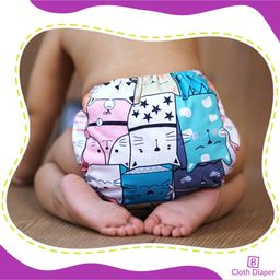 Bembika Reusable Cloth Diaper With Insert Kitty Print - Multicolor image 2