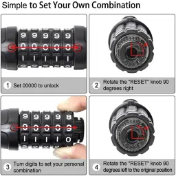 shrenik Spiral Lock 4 Digit Combination Resettable Password Change Number Cable Helmet Bicycle Lock image 4