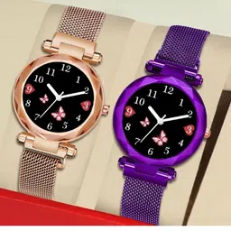 LAKSH Women Pack of 2 Printed Dial & Metal Straps Analogue Watch-picture-2
