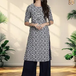 HERE&NOW Selection Of 2 Geometric Printed Round Neck Straight Kurta-image-40