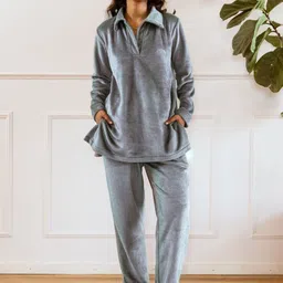 FEATHERS CLOSET Long Sleeves Woollen Night Suits-image-1