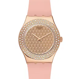 Swatch Women Embellished Dial & Bracelet Style Straps Analogue Watch YLG140-image-38