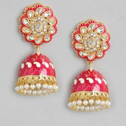 Anouk Gold Plated Artificial Stones and Beads Dome Shaped Jhumkas Earrings-40
