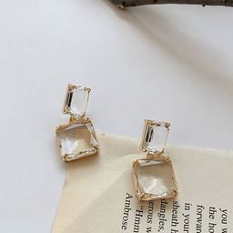 BEYTER Cubic Zirconia Stone Studded Square Shaped Drop Earrings image 5