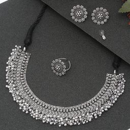 Shayna Silver-Plated Alloy Jewellery Set-image-34
