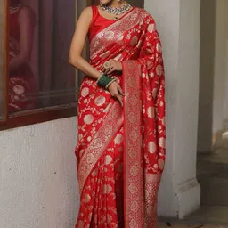 DIVASTRI Woven Design Zari Banarasi Saree-14