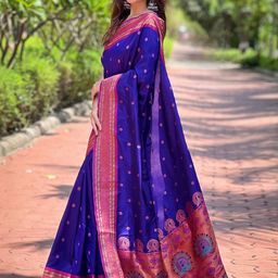 ELITE WEAVES Ethnic Motifs Woven Design Zari Paithani Saree-image-46