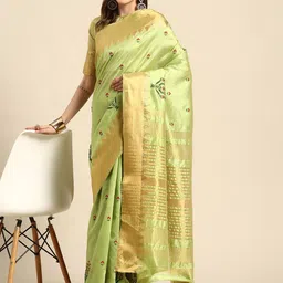DIVASTRI Ethnic Motifs Embroidered Silk Cotton Banarasi Saree-picture-58