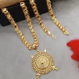 SHANKHRAJ MALL Gold-Plated Brass Pendants with Chains-picture-35