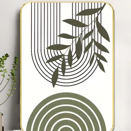 SAF White & Green Minimalist Botanical Wooden Wall Art-27
