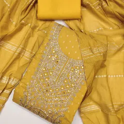 HE VAHLA Embroidered Art Silk Unstitched Dress Material-51