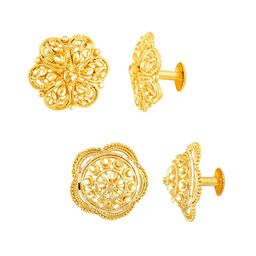 DIVASTRI Set Of 2 Gold-Plated Stone Studded Circular Studs-60