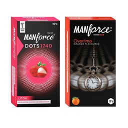 Manforce Men Set Of 2  Overtime Orange & Litchi Flavored Condoms - 10 Pcs Each-36