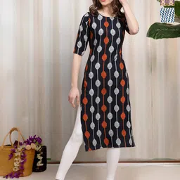 HERE&NOW Selection Of 3 Geometric Printed Round Neck Straight Kurtas-23