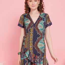 Boholyfe Talia paisley glow mini angrakha dress-image-23