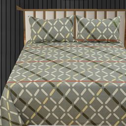 Nivasam Grey & White 400 TC King Bedsheet with 2 Pillow Covers-image-85