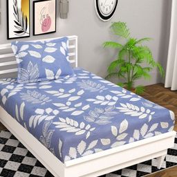 bsb home Silver-Toned & Grey Floral 144 TC Single Bedsheet with 1 Pillow Covers-image-34