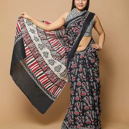 JAIPURI PRINT Ethnic Motif Pure Cotton Saree-33