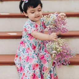 THE PLUSH CLUB Floral Print A-Line Dress-58