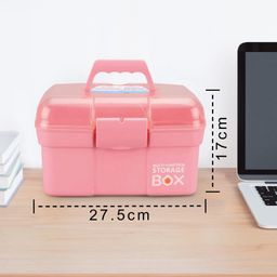 fab n funky Compact Multi Functional Storage Box with Handles- Pink image 3