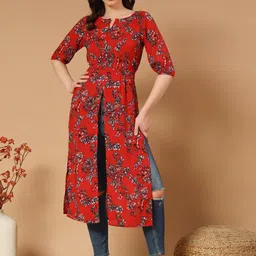 BAESD Floral Print Crepe Longline Top-image-77