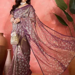 KALINI Embellished Sequinned Net Saree image 3