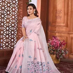 NEGRONI Floral Linen Blend Saree-picture-51