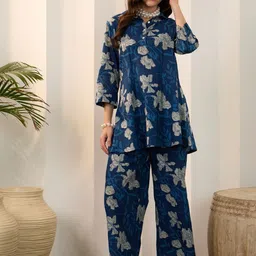 IMANA Printed Pure Cotton Shirt Collar Top With Trousers Co-Ords-picture-14