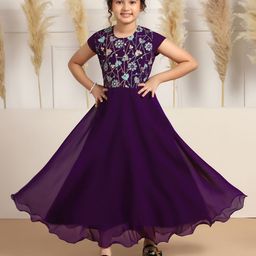 BAESD Girls Floral Embroidered Georgette Fit & Flare Maxi Dress-picture-35