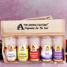 The Aroma Factory 5 Pieces White & Blue Pure & Natural Pooja Essential Camphors-image-55