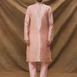 Samyukta Singhania Men Ethnic Motifs Printed Regular Kurta with Churidar-image-34