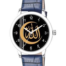 CSAMON Men Printed Dial & Leather Straps Analogue Watch 1019SLV Islamic NUM01 BLU L-image-70