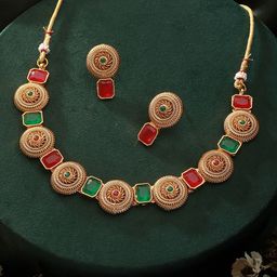 Jazz And Sizzle Gold-Plated Stone Studded- Jewellery Set-image-38